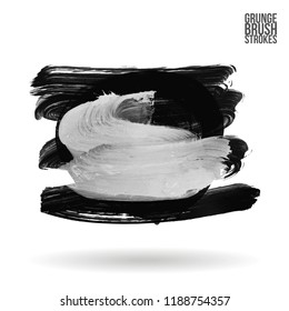 Grey brush stroke and texture. Grunge vector abstract hand - painted element. Underline and border design.