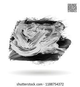 Grey brush stroke and texture. Grunge vector abstract hand - painted element. Underline and border design.
