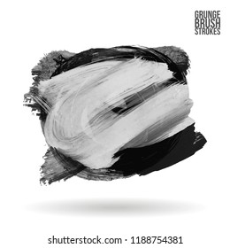 Grey brush stroke and texture. Grunge vector abstract hand - painted element. Underline and border design.