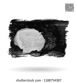 Grey brush stroke and texture. Grunge vector abstract hand - painted element. Underline and border design.