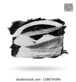Grey brush stroke and texture. Grunge vector abstract hand - painted element. Underline and border design.