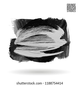 Grey brush stroke and texture. Grunge vector abstract hand - painted element. Underline and border design.