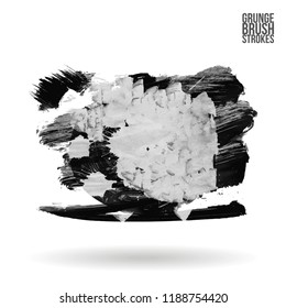 Grey brush stroke and texture. Grunge vector abstract hand - painted element. Underline and border design.