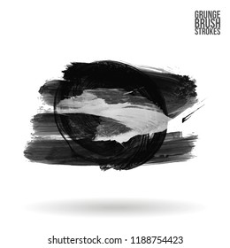 Grey brush stroke and texture. Grunge vector abstract hand - painted element. Underline and border design.
