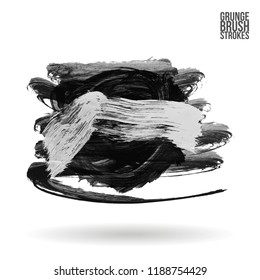 Grey brush stroke and texture. Grunge vector abstract hand - painted element. Underline and border design.