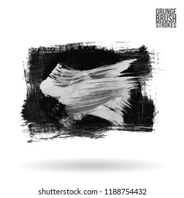 Grey brush stroke and texture. Grunge vector abstract hand - painted element. Underline and border design.