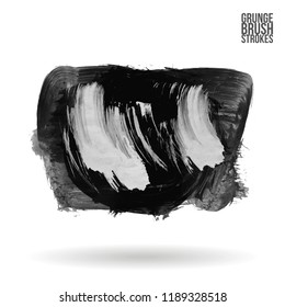Grey brush stroke and texture. Grunge vector abstract hand - painted element. Underline and border design.