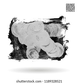 Grey brush stroke and texture. Grunge vector abstract hand - painted element. Underline and border design.