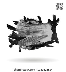 Grey brush stroke and texture. Grunge vector abstract hand - painted element. Underline and border design.