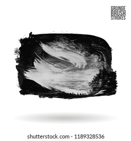 Grey brush stroke and texture. Grunge vector abstract hand - painted element. Underline and border design.