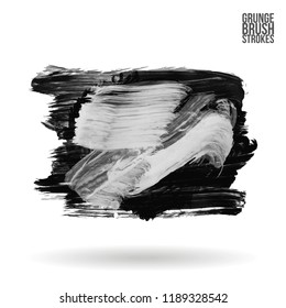 Grey brush stroke and texture. Grunge vector abstract hand - painted element. Underline and border design.