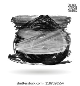 Grey brush stroke and texture. Grunge vector abstract hand - painted element. Underline and border design.