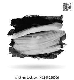 Grey brush stroke and texture. Grunge vector abstract hand - painted element. Underline and border design.