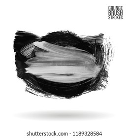 Grey brush stroke and texture. Grunge vector abstract hand - painted element. Underline and border design.