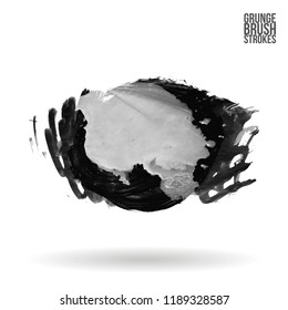 Grey brush stroke and texture. Grunge vector abstract hand - painted element. Underline and border design.