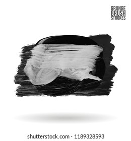 Grey brush stroke and texture. Grunge vector abstract hand - painted element. Underline and border design.