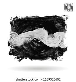 Grey brush stroke and texture. Grunge vector abstract hand - painted element. Underline and border design.