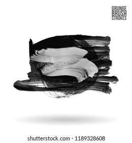 Grey brush stroke and texture. Grunge vector abstract hand - painted element. Underline and border design.