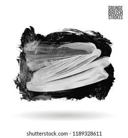 Grey brush stroke and texture. Grunge vector abstract hand - painted element. Underline and border design.