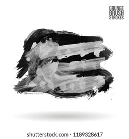 Grey brush stroke and texture. Grunge vector abstract hand - painted element. Underline and border design.