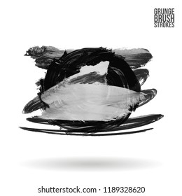 Grey brush stroke and texture. Grunge vector abstract hand - painted element. Underline and border design.