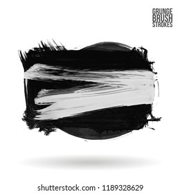 Grey brush stroke and texture. Grunge vector abstract hand - painted element. Underline and border design.