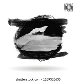 Grey brush stroke and texture. Grunge vector abstract hand - painted element. Underline and border design.
