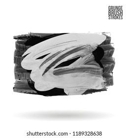 Grey brush stroke and texture. Grunge vector abstract hand - painted element. Underline and border design.