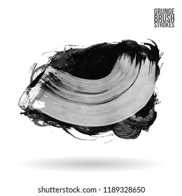 Trazo de pincel gris y textura. Grunge Vector abstracto mano - elemento pintado. Diseño de subrayado y borde.