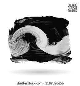 Grey brush stroke and texture. Grunge vector abstract hand - painted element. Underline and border design.