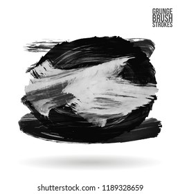 Grey brush stroke and texture. Grunge vector abstract hand - painted element. Underline and border design.