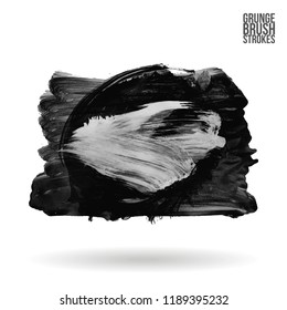 Grey brush stroke and texture. Grunge vector abstract hand - painted element. Underline and border design.