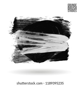 Grey brush stroke and texture. Grunge vector abstract hand - painted element. Underline and border design.
