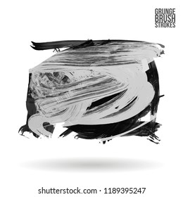 Grey brush stroke and texture. Grunge vector abstract hand - painted element. Underline and border design.