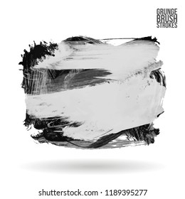 Grey brush stroke and texture. Grunge vector abstract hand - painted element. Underline and border design.