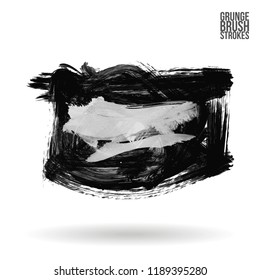 Grey brush stroke and texture. Grunge vector abstract hand - painted element. Underline and border design.