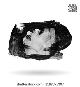 Grey brush stroke and texture. Grunge vector abstract hand - painted element. Underline and border design.