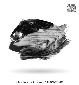 Grey brush stroke and texture. Grunge vector abstract hand - painted element. Underline and border design.