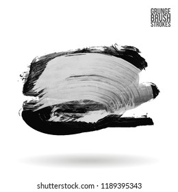 Grey brush stroke and texture. Grunge vector abstract hand - painted element. Underline and border design.