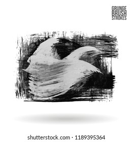 Grey brush stroke and texture. Grunge vector abstract hand - painted element. Underline and border design.