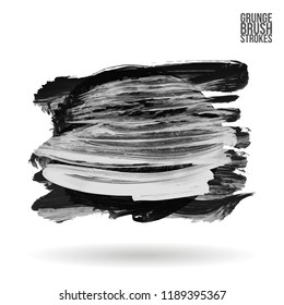 Grey brush stroke and texture. Grunge vector abstract hand - painted element. Underline and border design.