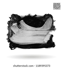 Grey brush stroke and texture. Grunge vector abstract hand - painted element. Underline and border design.