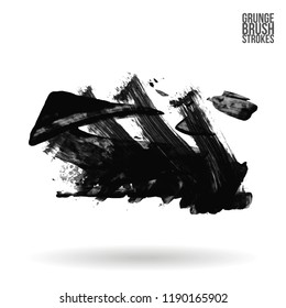 Grey  brush stroke and texture. Grunge vector abstract hand - painted element. Underline and border design.