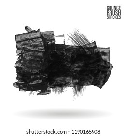 Grey  brush stroke and texture. Grunge vector abstract hand - painted element. Underline and border design.