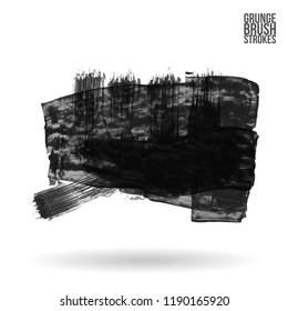 Grey  brush stroke and texture. Grunge vector abstract hand - painted element. Underline and border design.