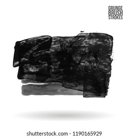 Grey  brush stroke and texture. Grunge vector abstract hand - painted element. Underline and border design.