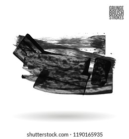 Grey  brush stroke and texture. Grunge vector abstract hand - painted element. Underline and border design.