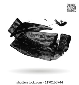 Grey  brush stroke and texture. Grunge vector abstract hand - painted element. Underline and border design.