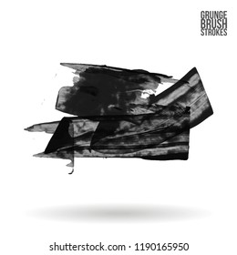 Grey  brush stroke and texture. Grunge vector abstract hand - painted element. Underline and border design.