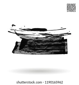 Grey  brush stroke and texture. Grunge vector abstract hand - painted element. Underline and border design.